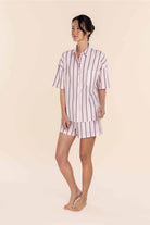 Gingerlilly Sasha Striped Boyfriend Short PJ Set - Pink - Side