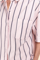 Gingerlilly Sasha Striped Boyfriend Short PJ Set - Pink - Detail