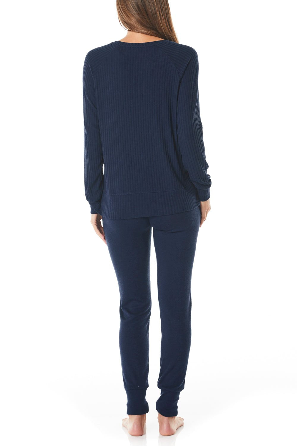 Shelley Navy Rib Round Neck PJ