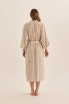 Sunny Natural Stripe Linen Robe - Gingerlilly Sleepwear