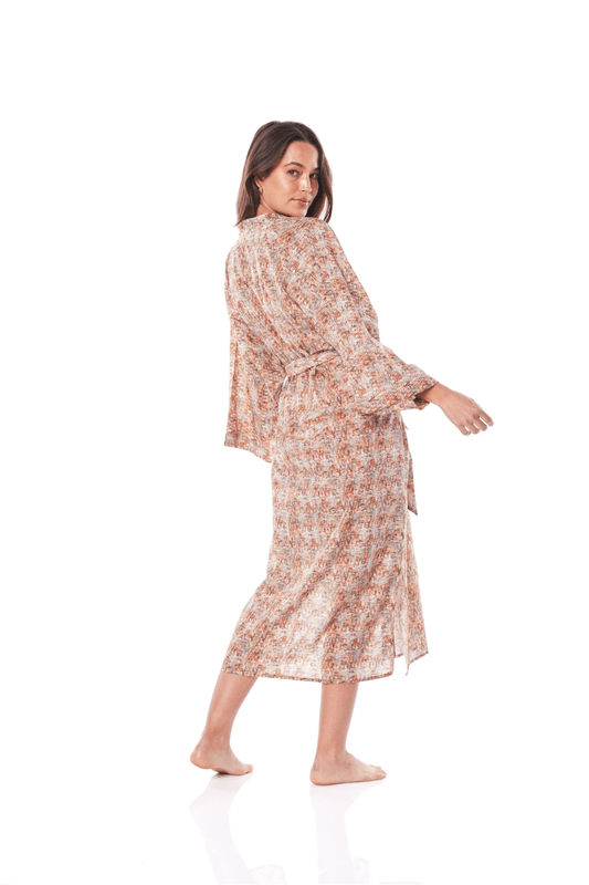 Suri Cotton Coffee Zig Zag Robe - Gingerlilly Sleepwear