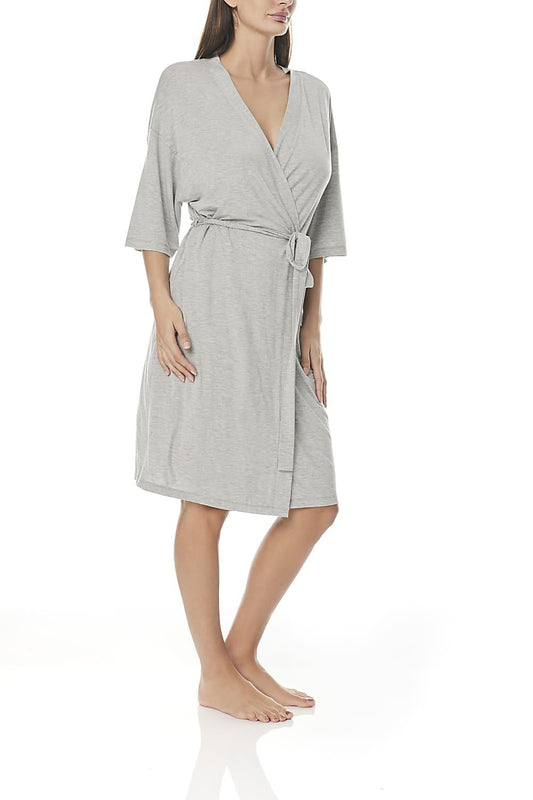 Tavia Grey Bamboo Robe - Gingerlilly Sleepwear