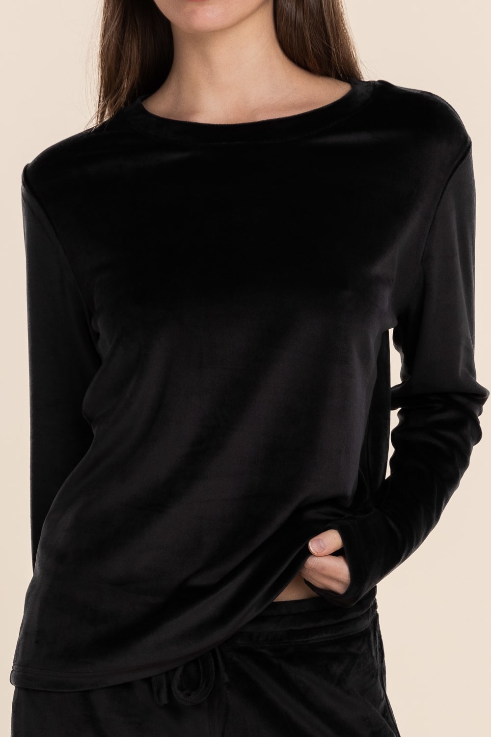 Thea Velour Lounge Set Black | Women’s Soft Velour Pyjamas Set