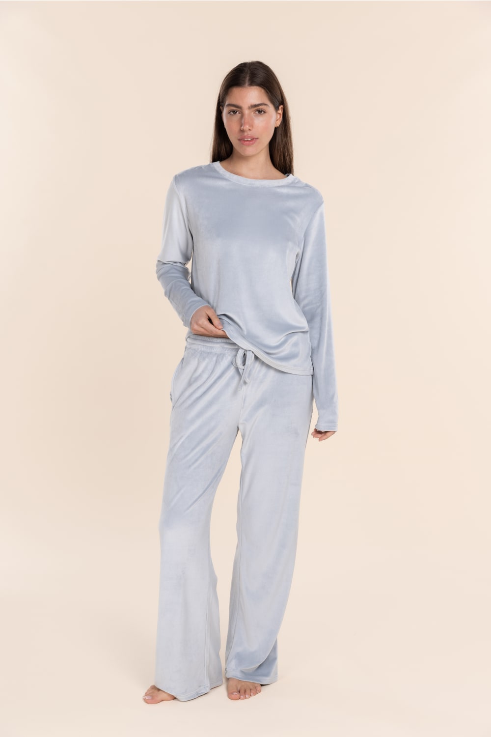 Thea Velour Lounge Set Pale Blue | Women’s Relaxed Sweat Set