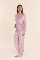 Gingerlilly Thea Velour Long Lounge Set - Pink - Front