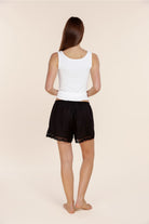Gingerlilly Valencia Linen Lace Shorts - Black - Back