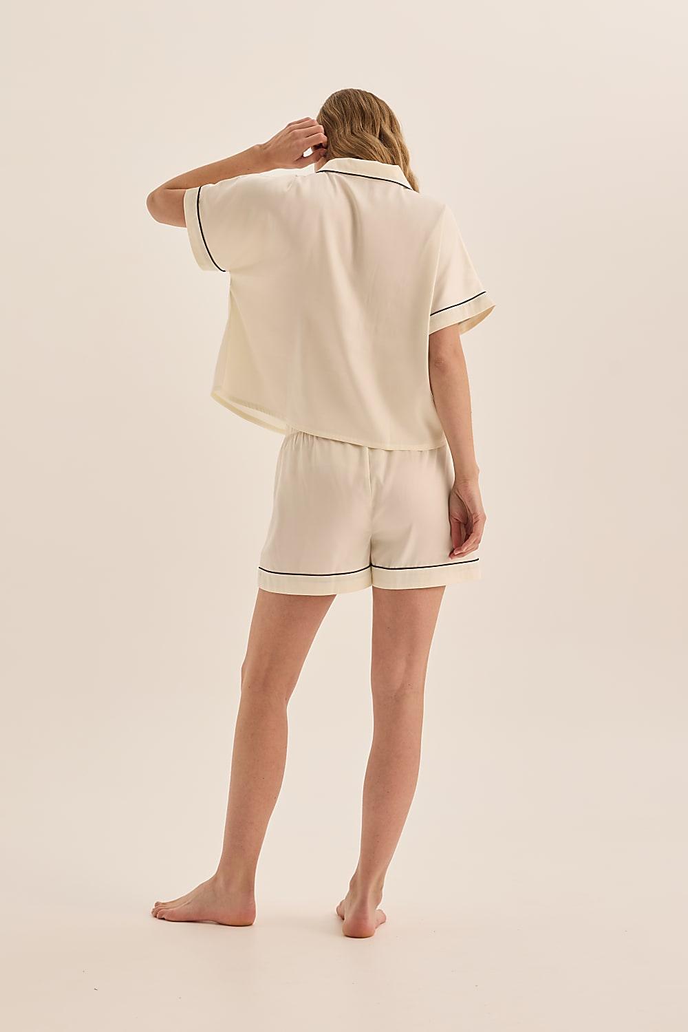 Venus Ivory And Black Short PJ - Gingerlilly Sleepwear