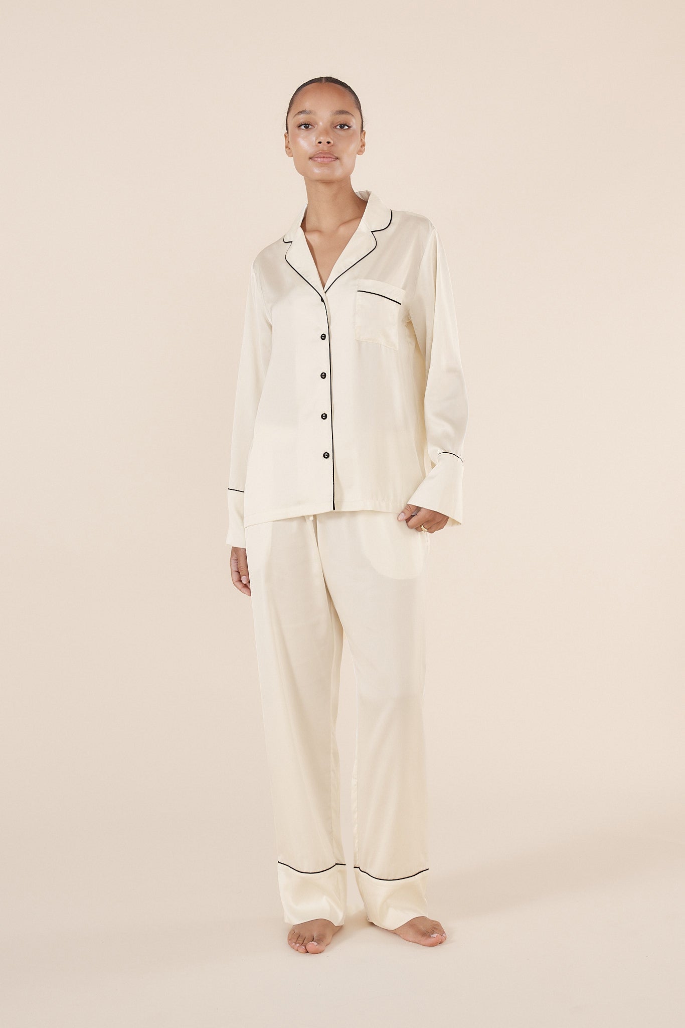 Whitney Ivory Silky Satin Set - Gingerlilly Sleepwear