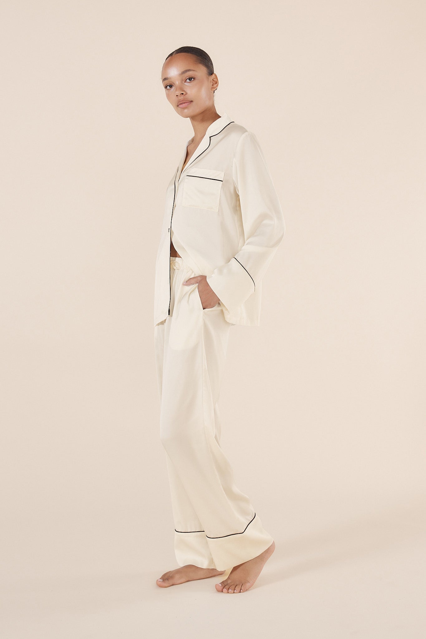 Whitney Ivory Silky Satin Set - Gingerlilly Sleepwear