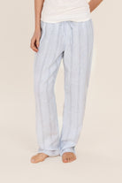 Gingerlilly Zoey Long Linen Pants - Blue Stripe - Detail